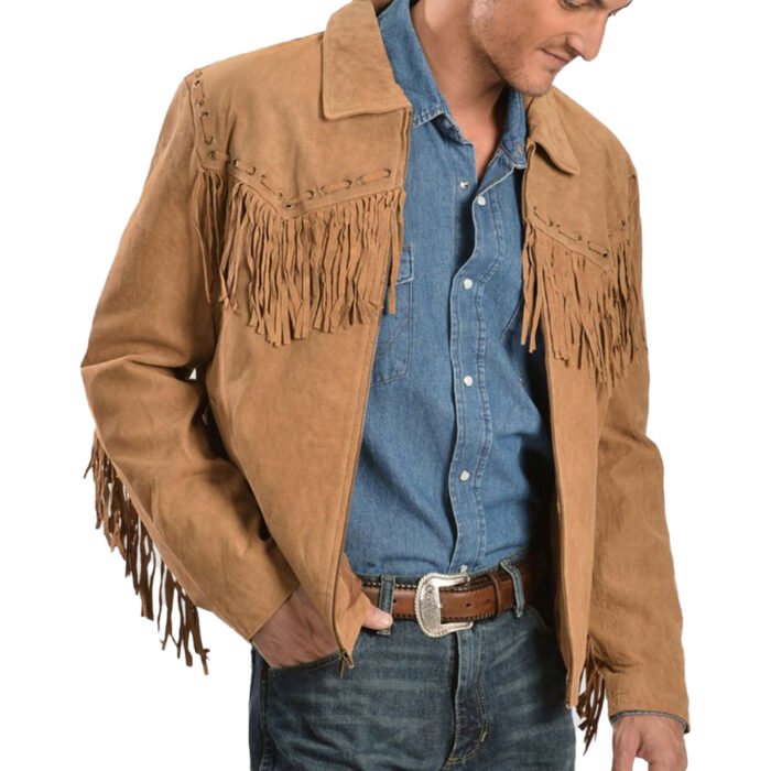 Mens Brown Fringe Jacket