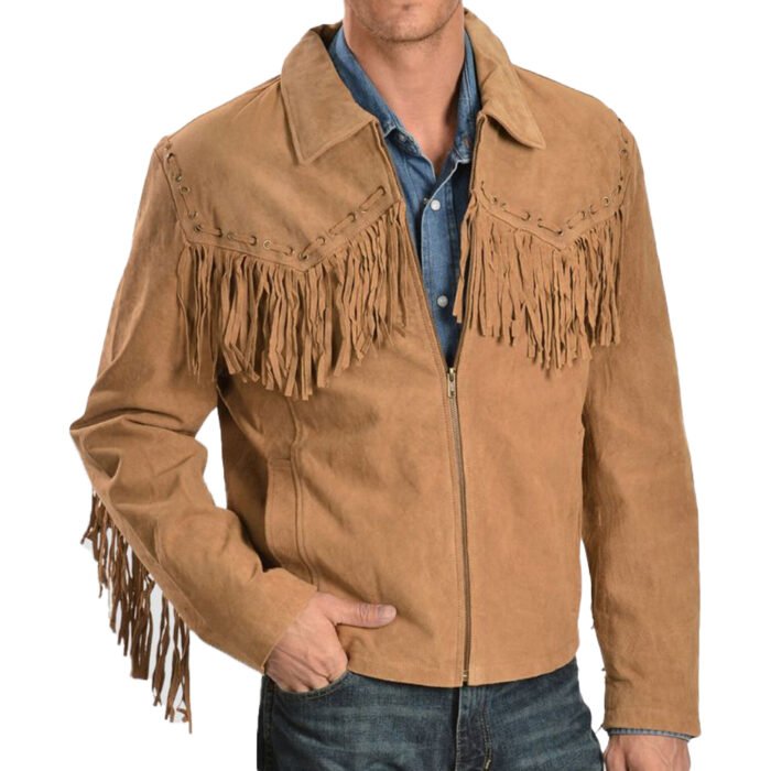 Mens Brown Fringe Jacket