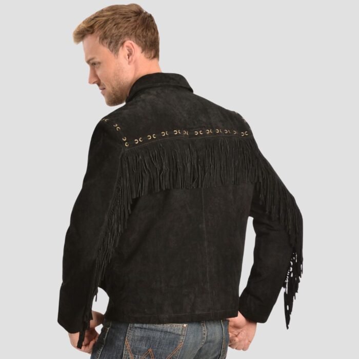 Shadow Mens Black Suede Fringe Jacket