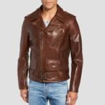 Brown Leather Jacket Moto
