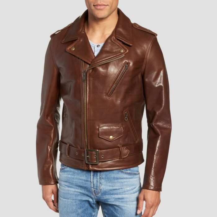 Brown Leather Jacket Moto