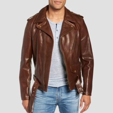 Brown Leather Jacket Moto