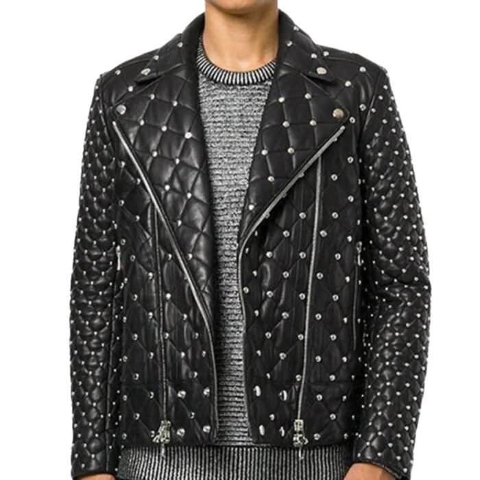 Black Leather Jacket Studded