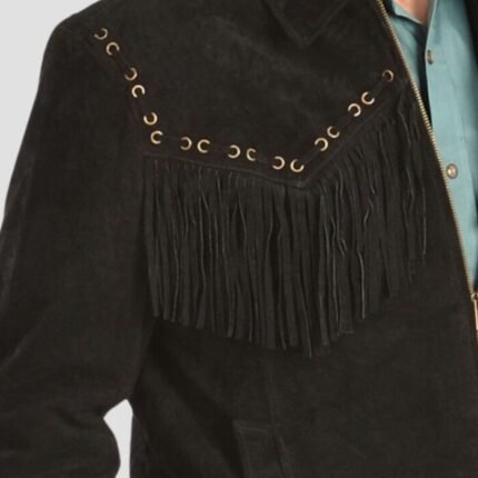 Shadow Mens Black Suede Fringe Jacket