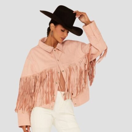Pink Suede Fringe Jacket