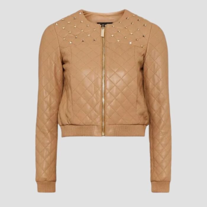 cropped leather bomber jacket