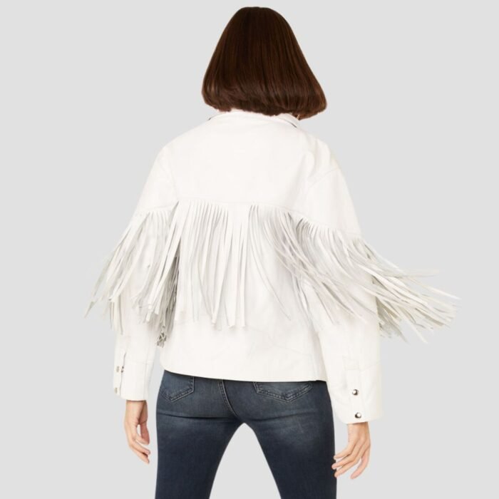 White Fringe Leather Jacket