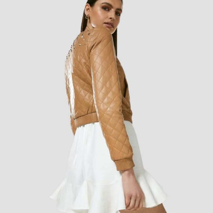 cropped leather bomber jacket