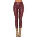 Burgundy Leather Pants Women's