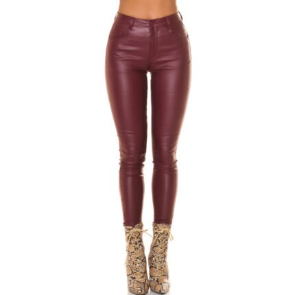 Burgundy Leather Pants Women's