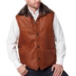 leather vest with fur collar