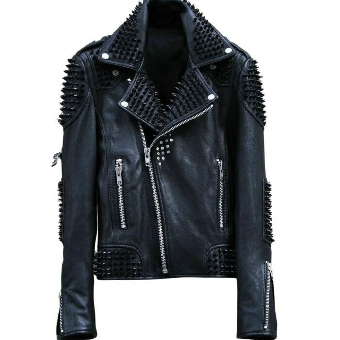 Spiked Leather Jacket Mens