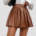 Leather Skirt Women Brown