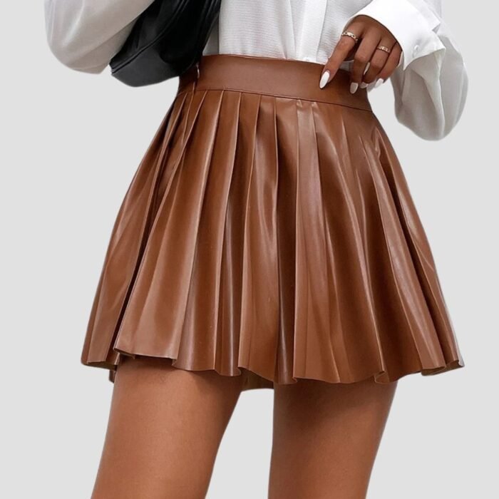 Leather Skirt Women Brown