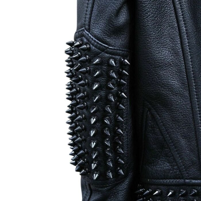 black leather jacket with spikes