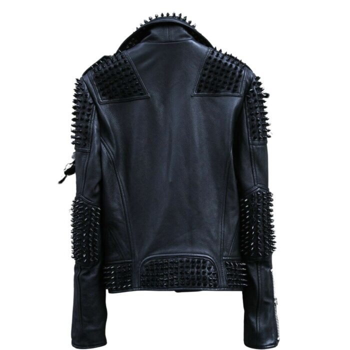 black leather jacket with spikes