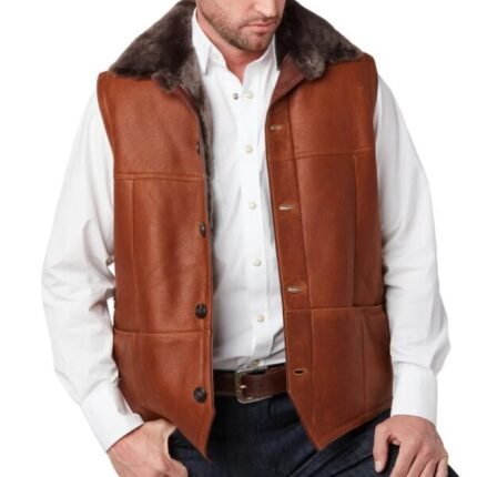 leather vest with fur collar