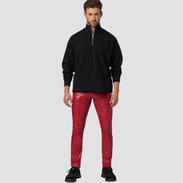 Red Leather Pants Mens