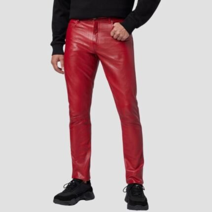 Red Leather Pants Mens