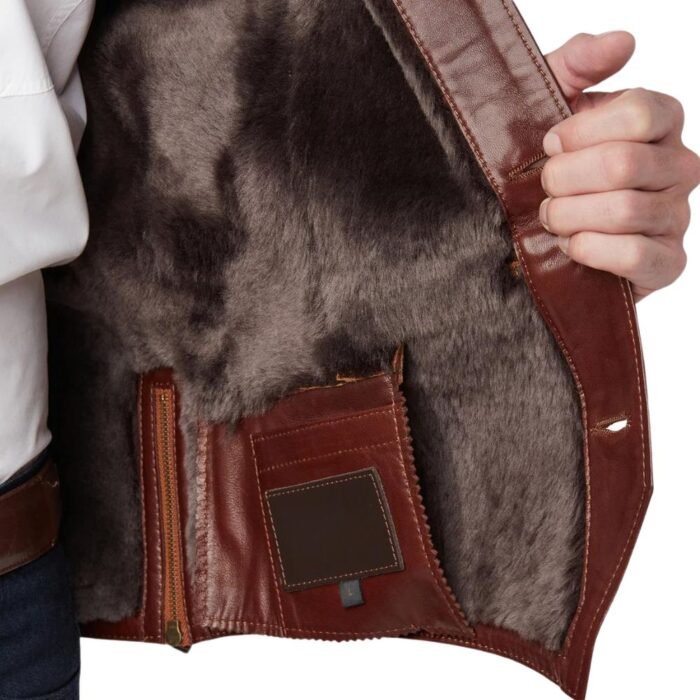 leather vest with fur collar