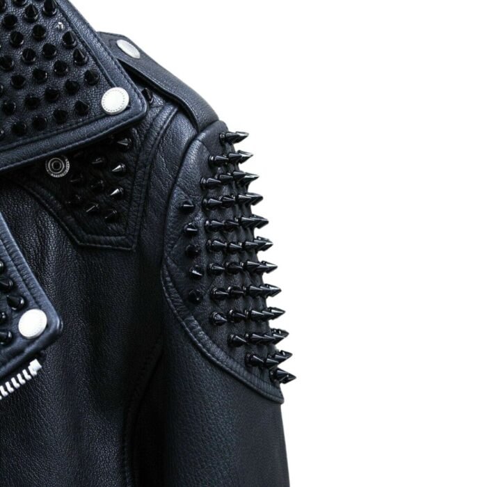 black leather jacket with spikes