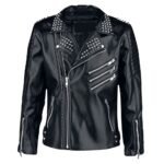 Mens Studded Leather Biker Jacket