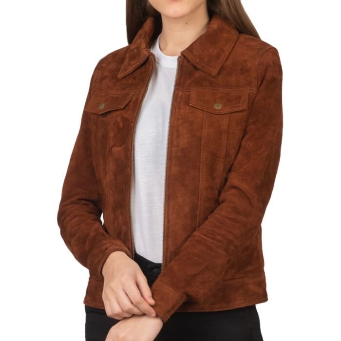 Brown Suede Trucker Jacket