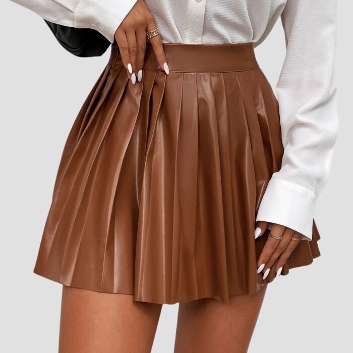 Leather Skirt Women Brown