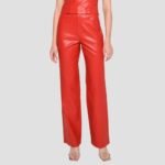 Womens Red Leather Pants