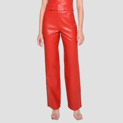 Womens Red Leather Pants