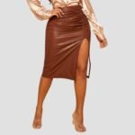 Womens Brown Leather Skirt