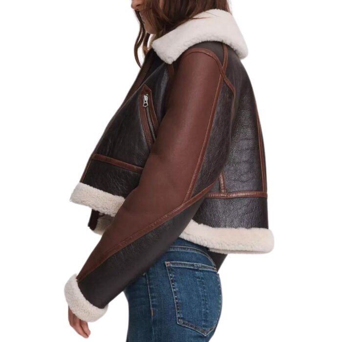 Cropped Shearling Leather Jacket