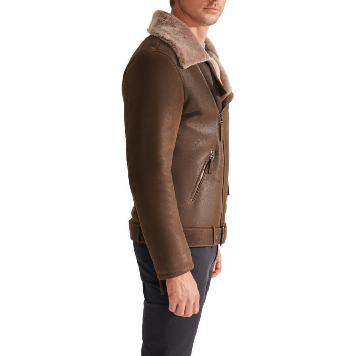 Men's Brown Shearling Leather Jacket