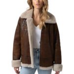 Brown Leather Shearling Jacket Women's