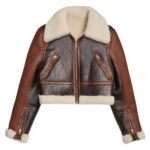 Cropped Shearling Leather Jacket