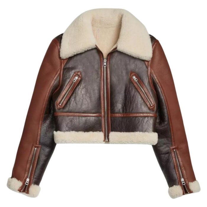 Cropped Shearling Leather Jacket