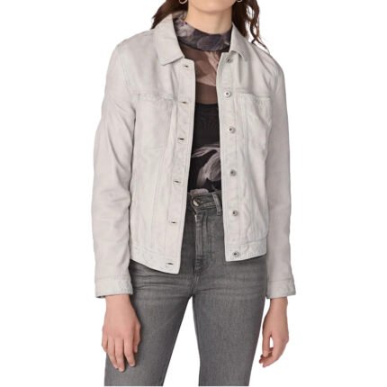 White Denim Leather Jacket