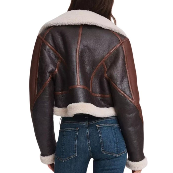 Cropped Shearling Leather Jacket