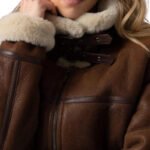Brown Leather Shearling Jacket Women's