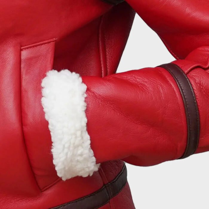 Women's Red Leather Shearling Jacket