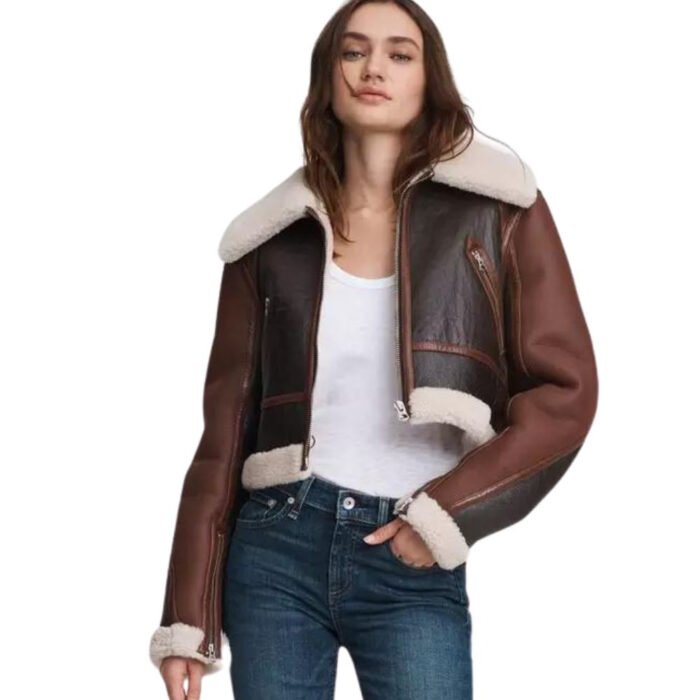 Cropped Shearling Leather Jacket