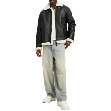 Black Shearling Leather Jacket