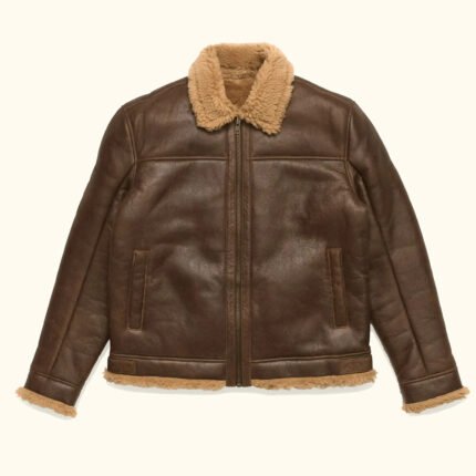 Mens Leather Bomber Jacket With Shearling