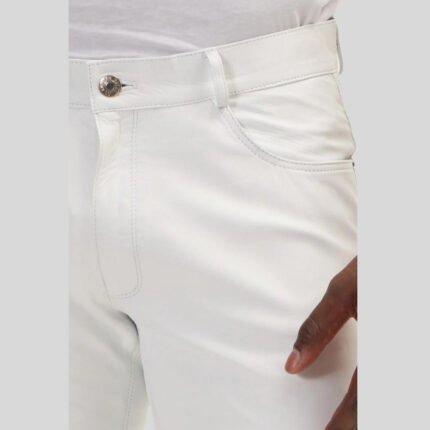 White Leather Mens Pants
