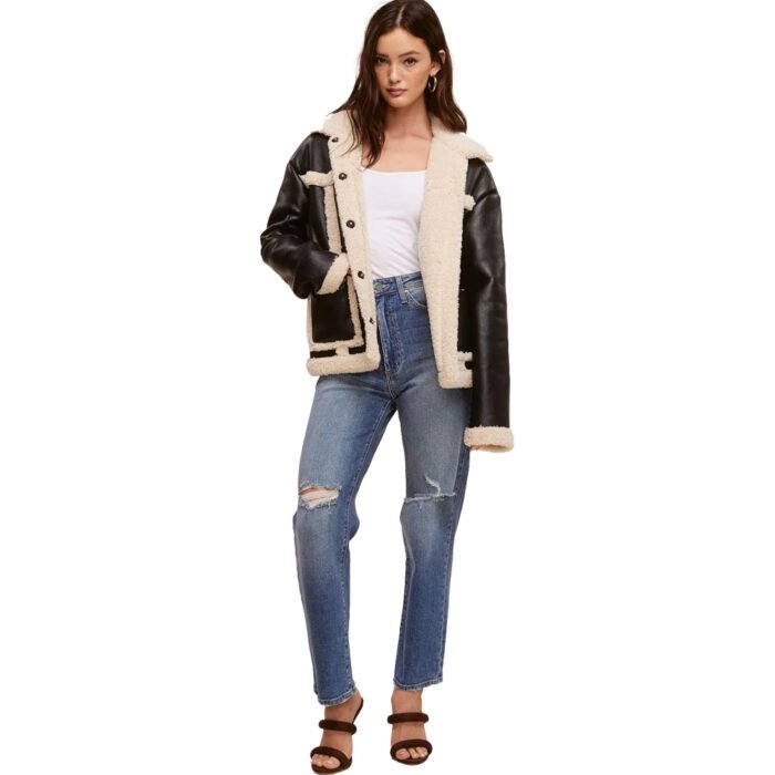 Vegan Leather Shearling Jacket