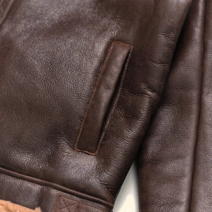 Mens Leather Bomber Jacket With Shearling